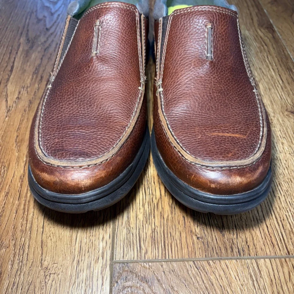 Clark's Florsheim‎ Comfortech Brown Pebbled Leather Slip On Loafers Mens 10.5 W